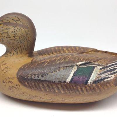 1/4 Sz Mallard Hen Duck Decoy (Initialed CM)