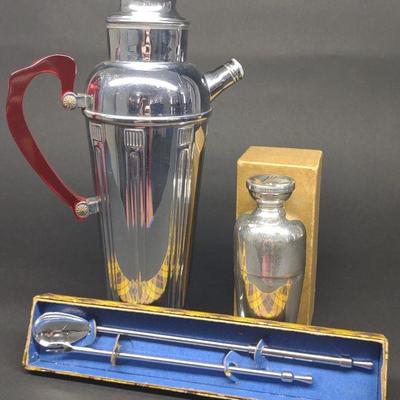 Art Deco Chrome Cocktail Shakers & Stirrers