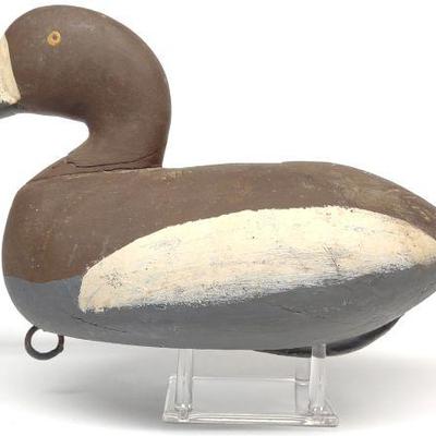 Early W.H. Branded Bluebill Hen Duck Decoy