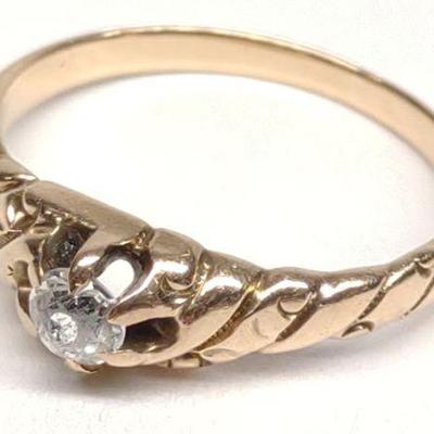 10K Gold Victorian Quartz Ring (sz 4.75)