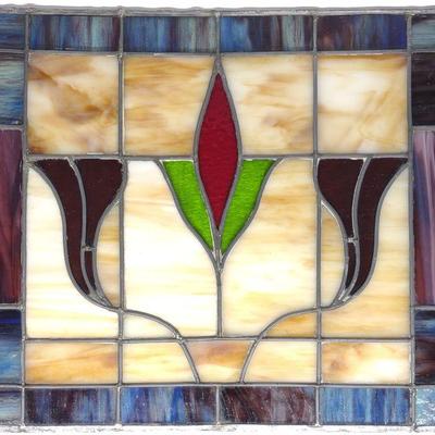 Leaded Stained Glass Tulip Hanging Panel
