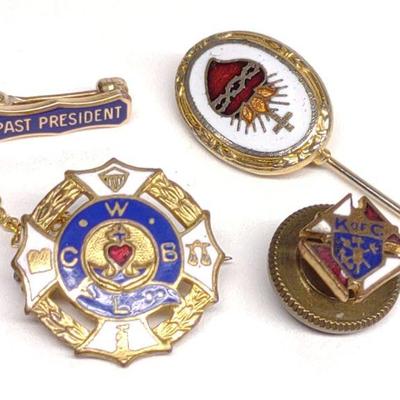 4 Fraternal Order Pins (Incl. 10K Gold Pin)