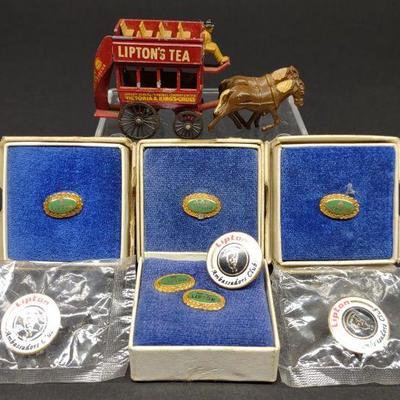 Lipton Tea Service Pins & Lesney Diecast Wagon