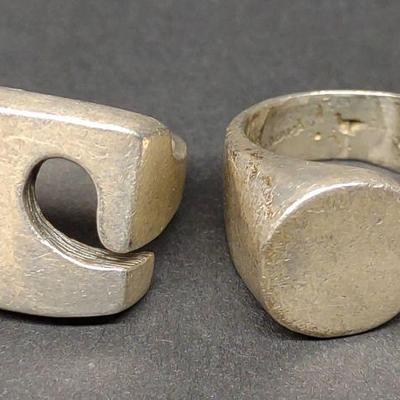 2 Sterling Silver Modernist Rings (Alwand Vahan)