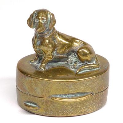 Dachshund Dog Brass Pill Box (Italian)