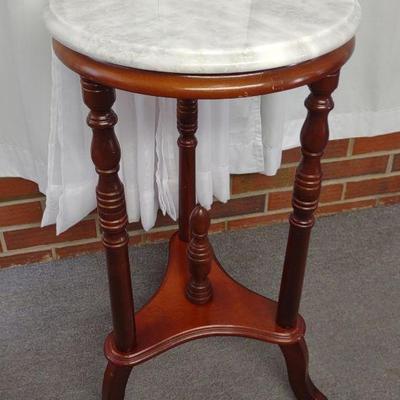 Vintage Marble Top Plant Stand / Side Table