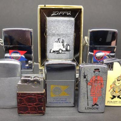 8 Vintage Lighters (Mostly Zippo)