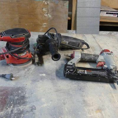 Palm Sander, Air Nailer/Stapler and Angle Grinder