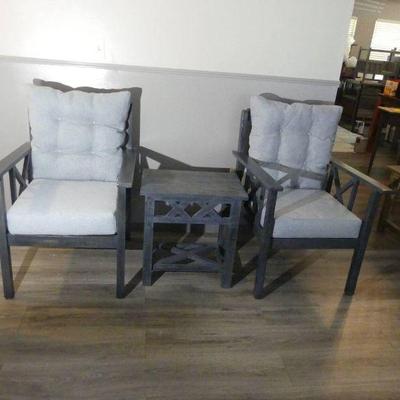 Solid Wood End Table and 2 Chairs with Cushions