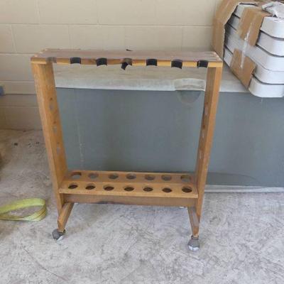 Hand Made 14-Pole Fishing Pole Caddy on Wheels