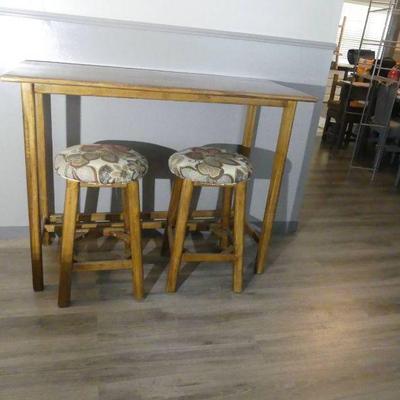 Solid Wood Bar Table with 2 Stools