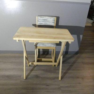 Solid Wood Large Folding Table and Upholstered Chair