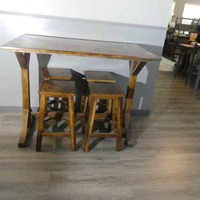 Solid Wood Counter Height Table with 4 Stools