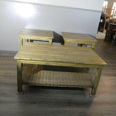 Solid Wood Coffee Table and 2 End Tables