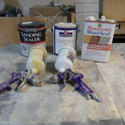 2 Central Pneumatic 20 oz. High Volume/Low Pressure Gravity Feed Spray Guns with Seals & Finishes