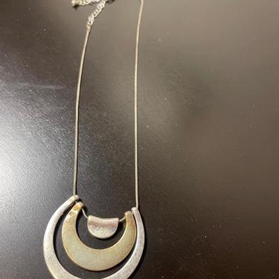 Lucky Brand Long Pendant and Necklace with silver and gold tones