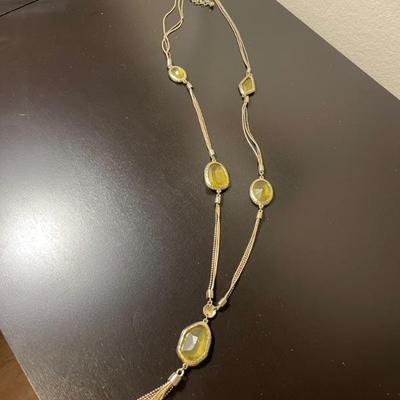Chico's Silver Crystal Y Tassel