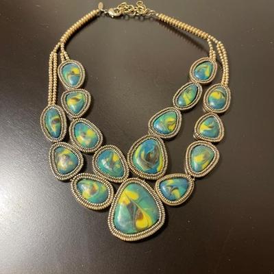 Chico's Gold and TurquoiseStone Necklace