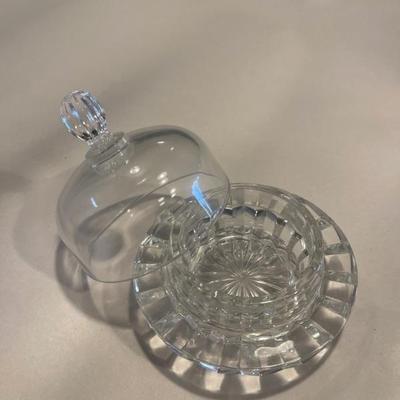 Mikasa Crystal Round Small Covered Butter Dish $15