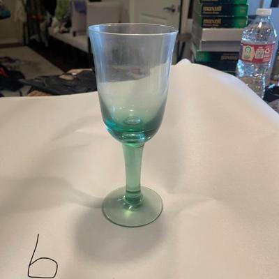 Vintage Emerald Green Large Wine Glasses set of 6