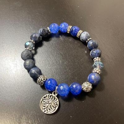 Chico's Ocean Blue Beaded Stretch Bracelet