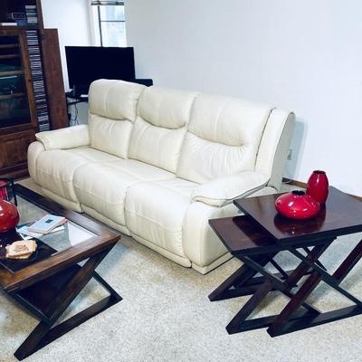 Leather electric reclining sofa