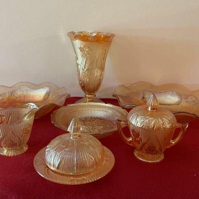 Carnival glass-many more pieces not pictured