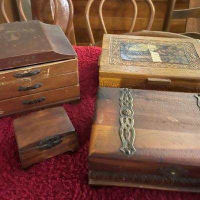 assorted wooden jewelry boxes