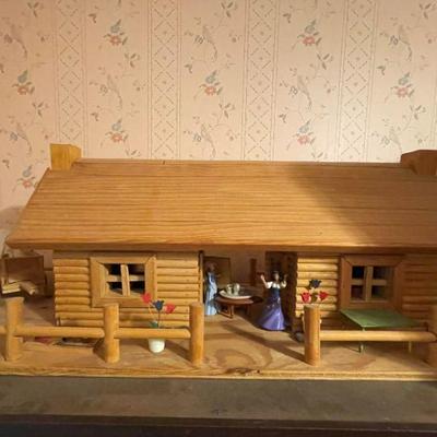 handmade log cabin with accessories 