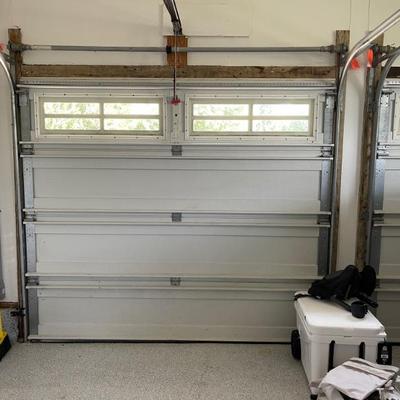 2 car garage doors and electric door handlers