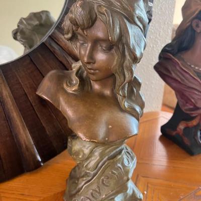 Gorgeous Art Nouveau bust sculpture stature of a woman, named Fanchon (a French name, meaning Free or Freedom), attributed to C. Hennecke...