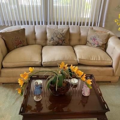 Mahogany coffee table/glass top & pierced gallery