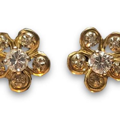 14k diamond stud earrings with floral diamond jackets (interchangeable) 
