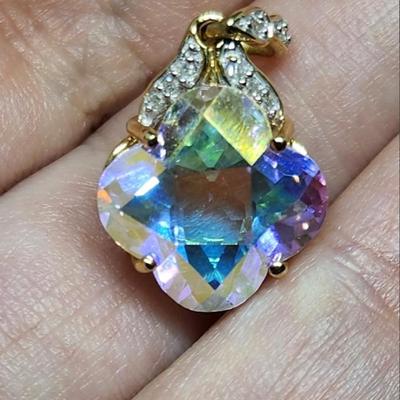 Rare 14k color change moonlight topaz pendant
