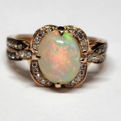Levian 14k Opal chocolate diamond rose gold ring
