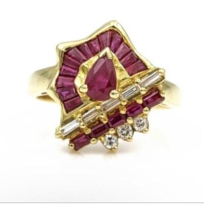 18k Levian Ruby diamond ring