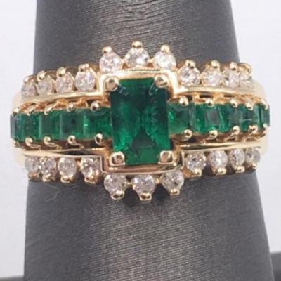 14k Effy emerald diamond cocktail ring 1.56 Carat