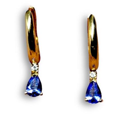 Tanzanite diamond drop earrings