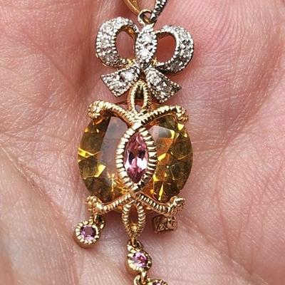 10k citrine pink topaz chandelier pendant