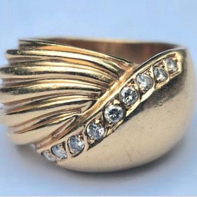 14k diamond turban ring