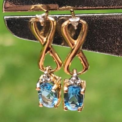 14k blue topaz earrings