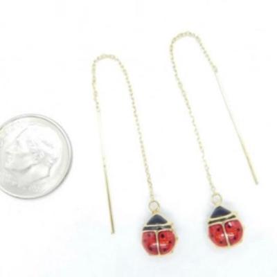 14k lady bug earrings