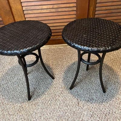 Pair of Resin Wicker Patio Side Tables
