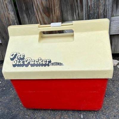 The Six Packer Thermos Brand Cooler in Red