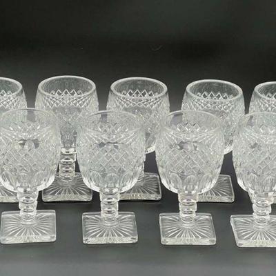 (9) Waterford Clear Magnum Goblets by Westmoreland

