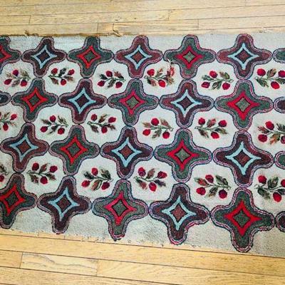 Vintage Rug with Red Roses
