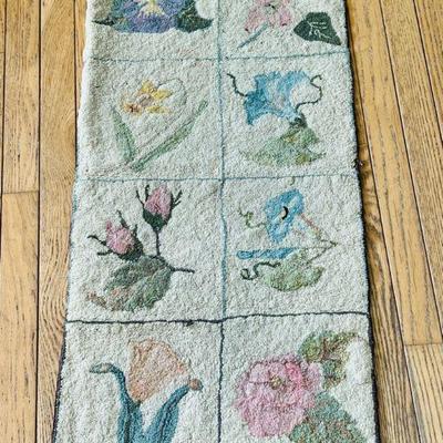 Handmade Floral Squares Rug c.1954
