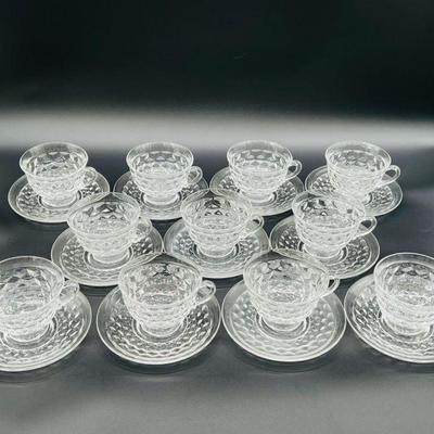(11) Sets of Vintage American Clear by Fostoria Cups & Saucers
