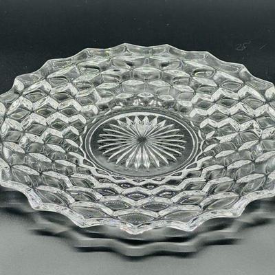 Mid-Century American Clear by Fostoria 11.75-in Round Cheese & Cracker Plate
