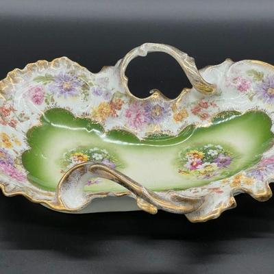 Hutschenreuther Co. Antique Gold-Trimmed Hand-painted Platter, Germany
